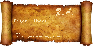 Riger Albert névjegykártya